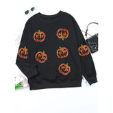 Sequin Black Pumpkin Sweatshirt